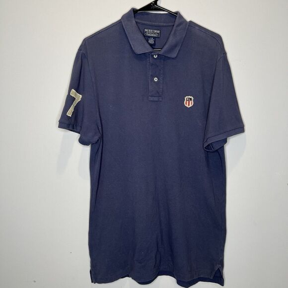 Polo Jeans Company Shirt Men’s Large Blue Short Sleeve Collared Rugby 67 Vintage - Picture 10 of 10